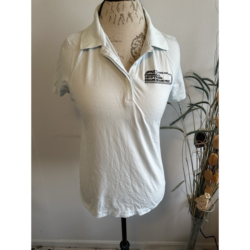 Lululemon Women's Polo Size 10 Blue shirt Logo Print